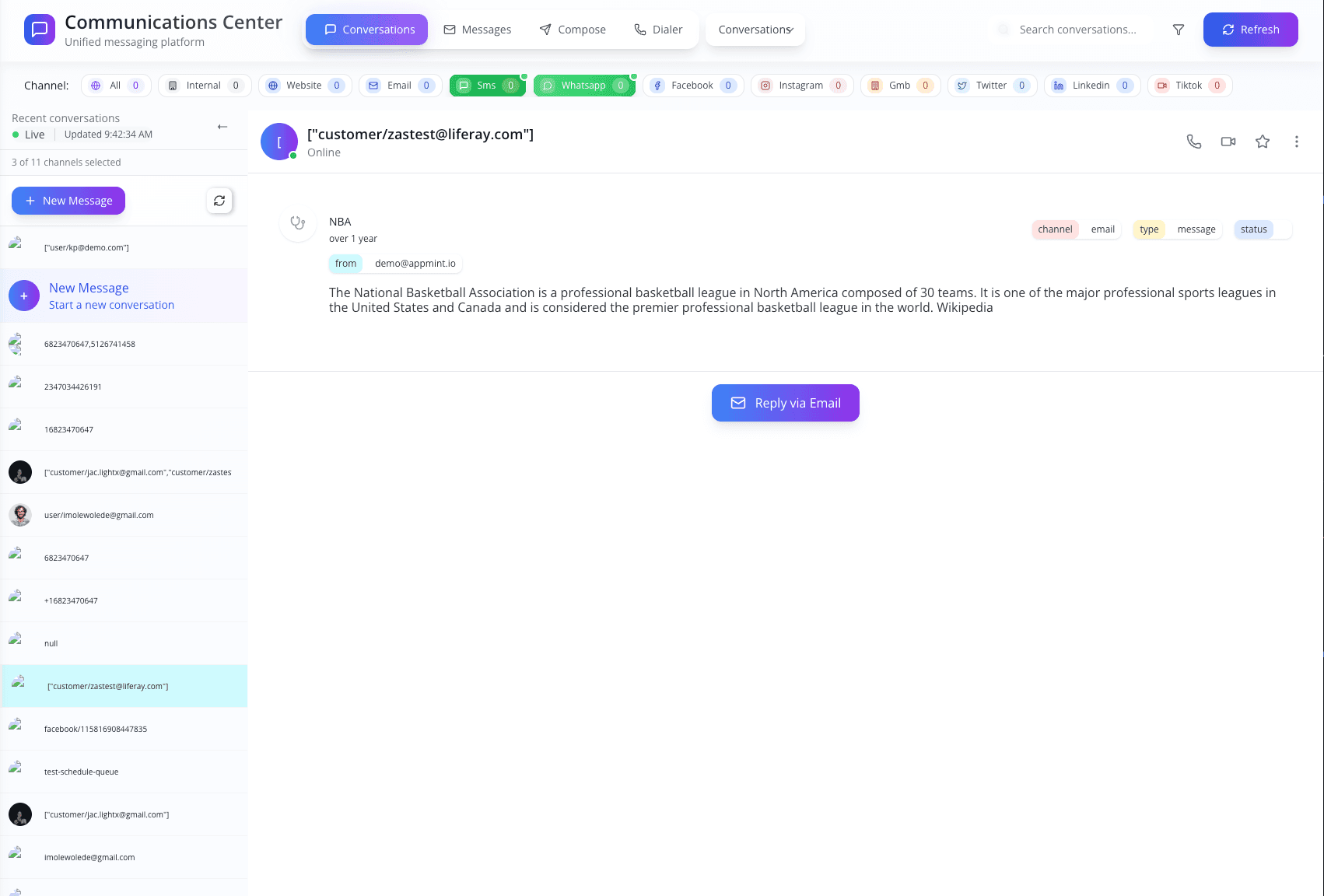 Unified Communications Inbox